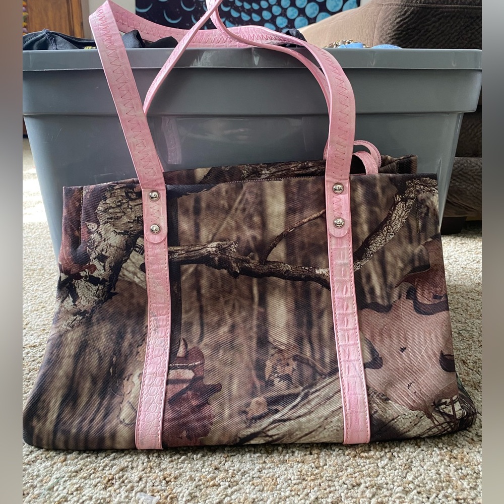 Pink and Brown Women's Shoulder Bag